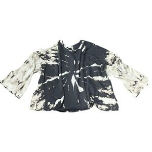 Blue Buttercup Tie Dye‎ Bell Sleeve Top Terry Cloth Crop Top Size  S